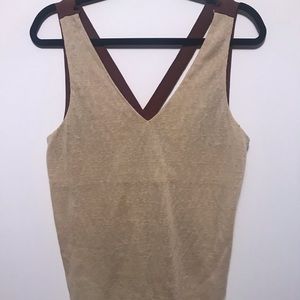 Tan with burgundy strap top